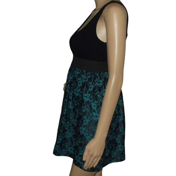 Mind Code Dress Womens Size Medium Black & Teal Lace Elastic Waist Y2K Retro Sty - Picture 7 of 8